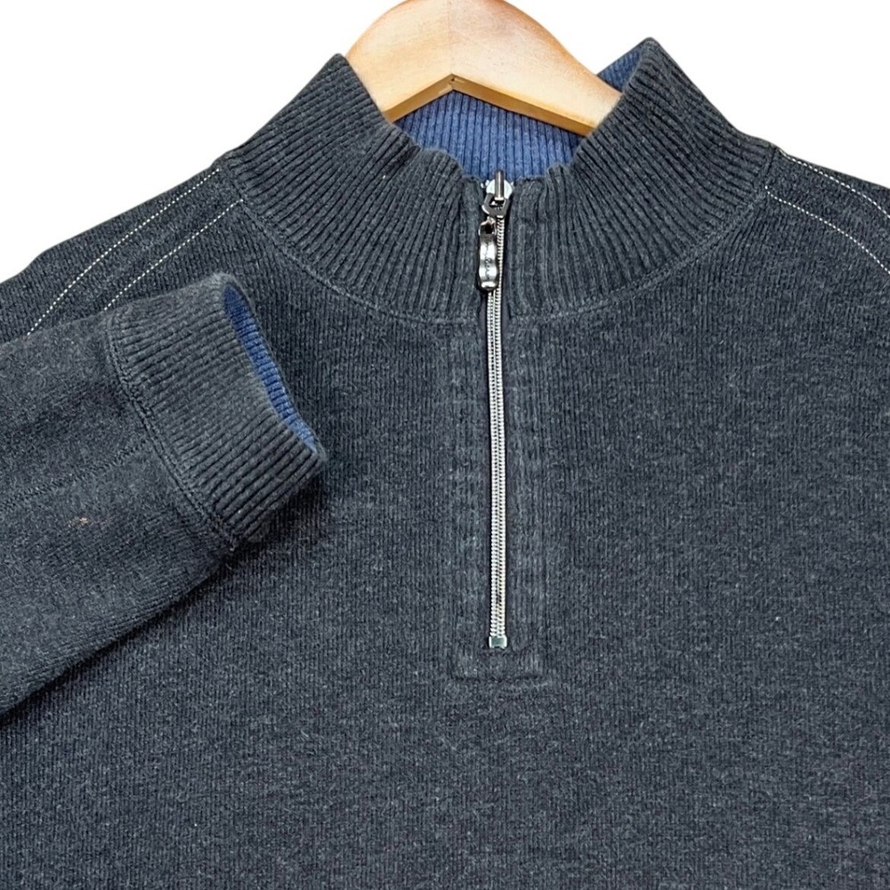 Tommy Bahama Pullover Mens XXL Gray Blue Long Sleeve Quarter Zip Reversible